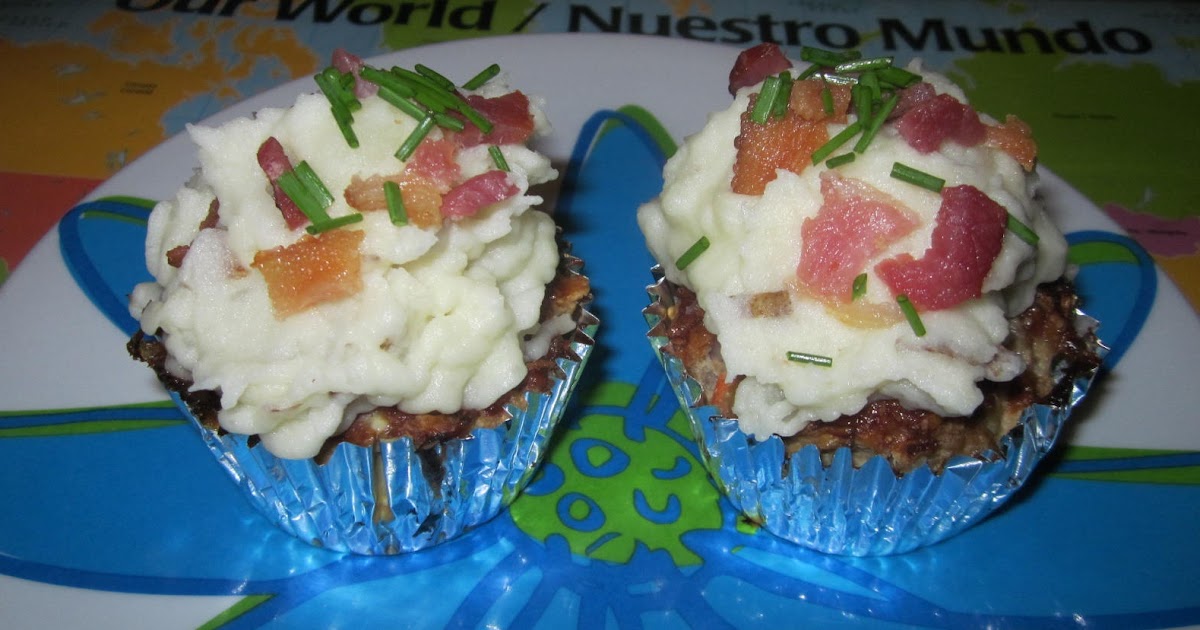 Madame Cooks Meatloaf cupcakes with bacon and chive sprinkles