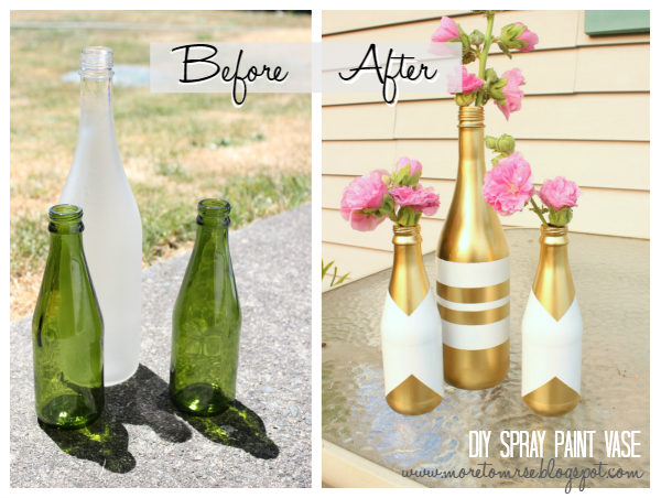 DIY spray paint bottle vase project