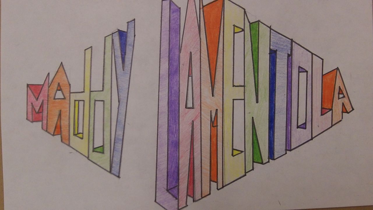 Madison's Art 1 Blog! Two Point Perspective Name Drawing!???