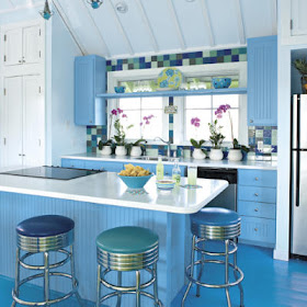 beautiful blue kitchen cabinets