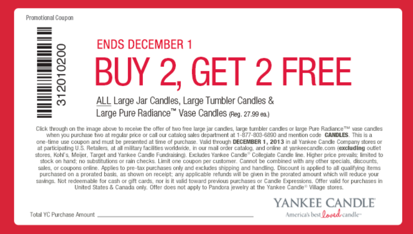Yankee candle coupon codes