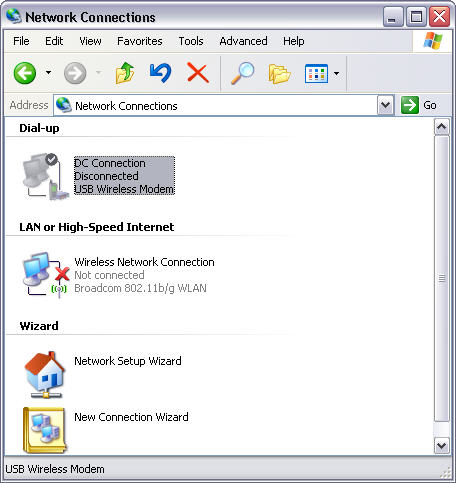 Modem Aha ke port USB dan telah menginstall driver modem tapi