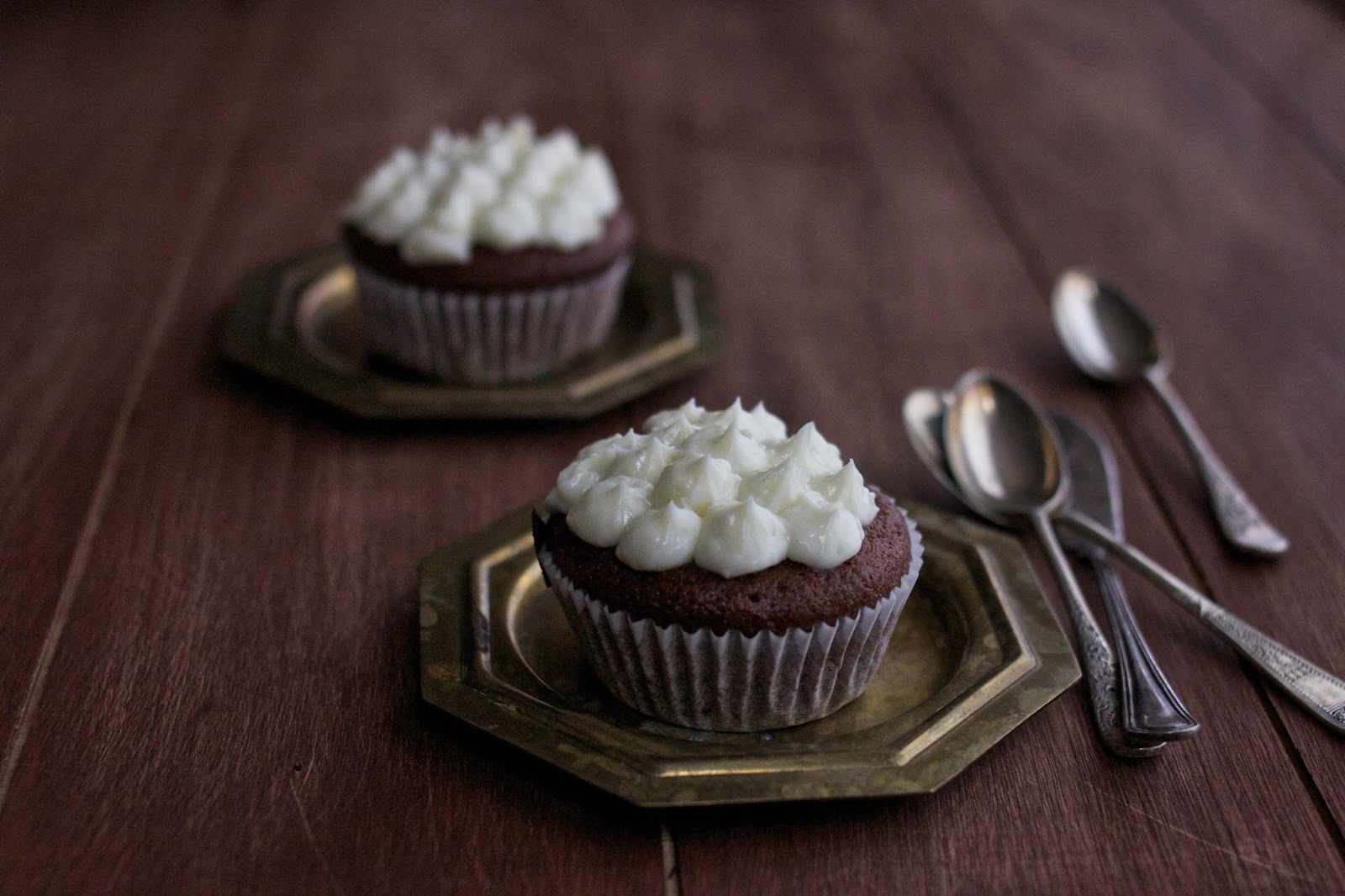 Styling cupcakes with vintage props Spiced Pumpkin Cupcake with Cream Cheese Frosting