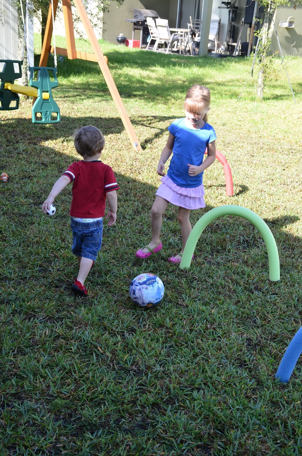 Kindergarten Kicking and the Pool Noodle Obstacle Course