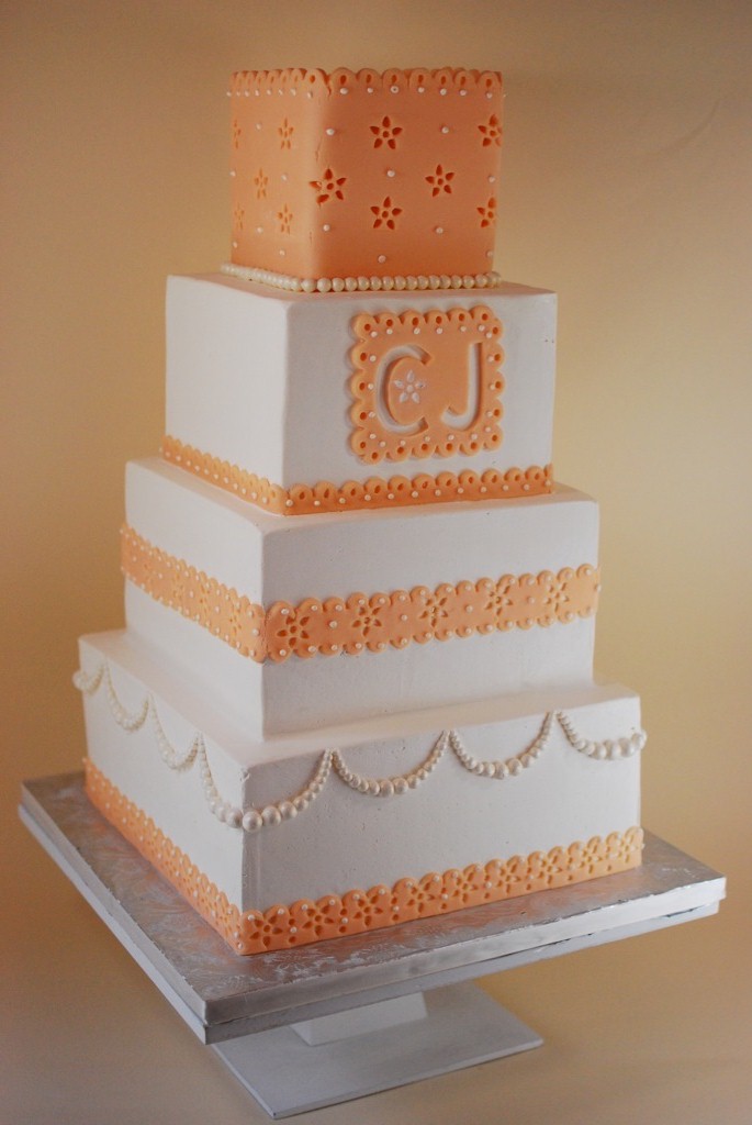 pastel wedding peach cake
