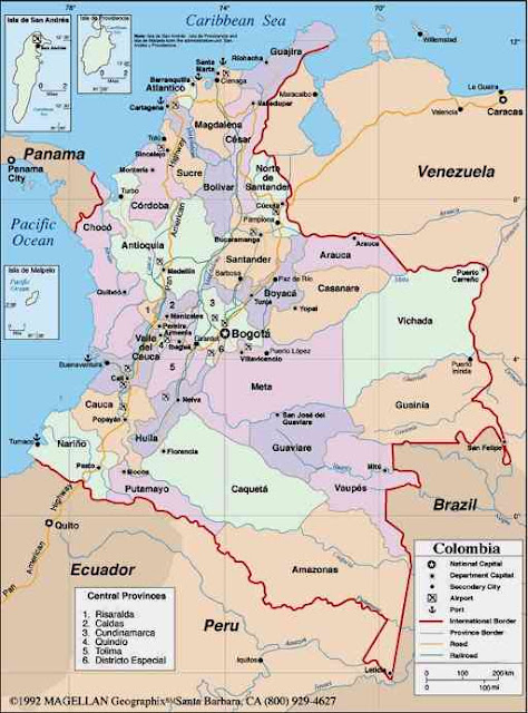 mapa de colombia con sus limites