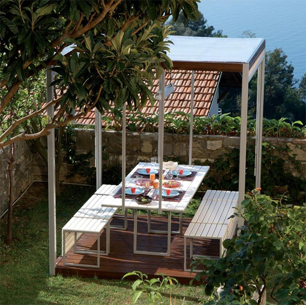 Moderno Gazebo de Diseño construido con Madera y Acero