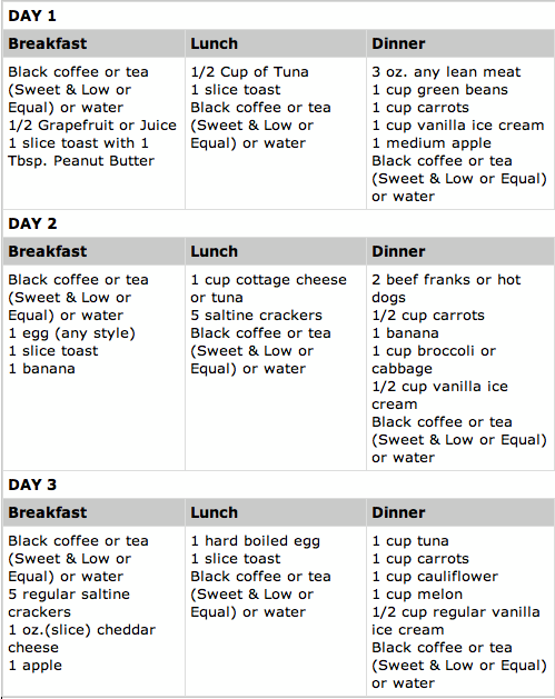 4 Day Diet Chart