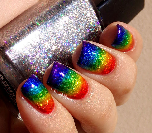 Rainbow glitter nail art