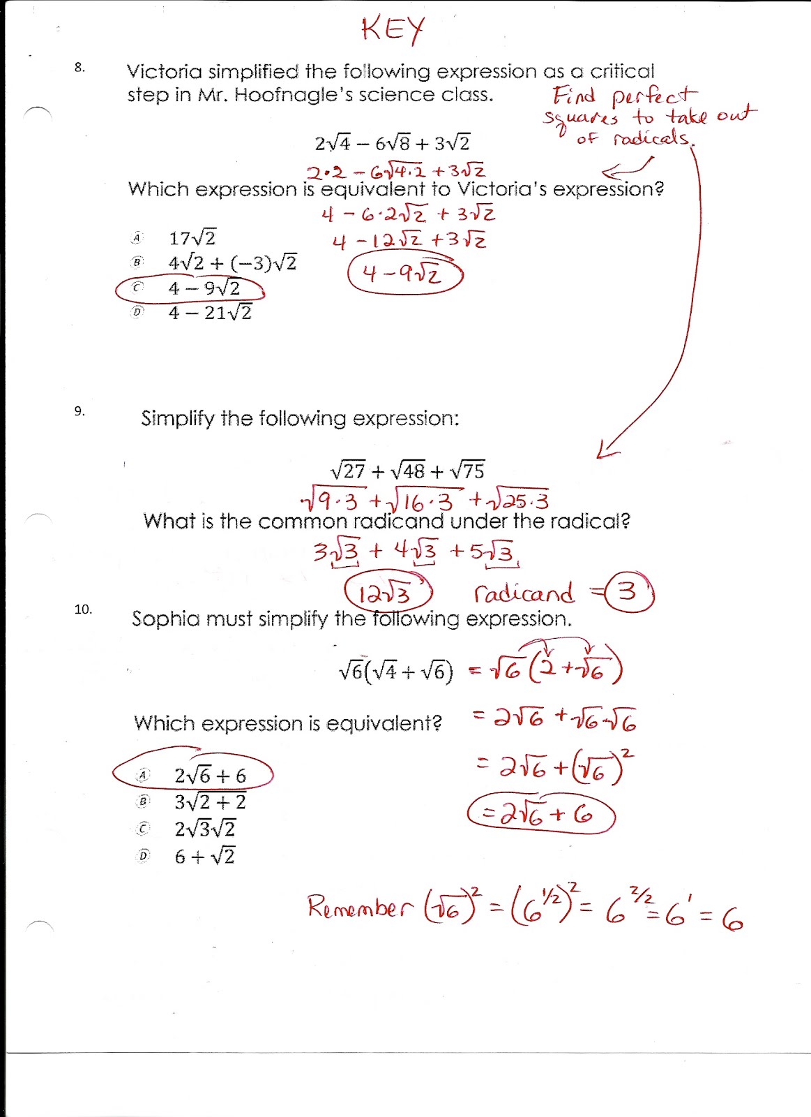 Algebra Nation Test Yourself Answers Section 8