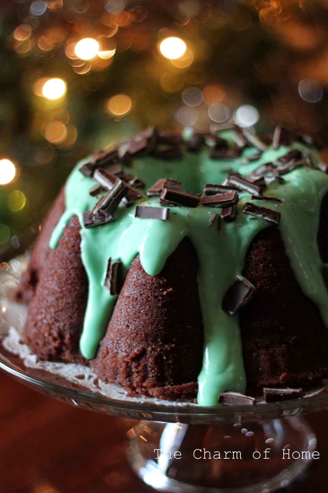 The Charm of Home Chocolate Pound Cake with Mint Icing