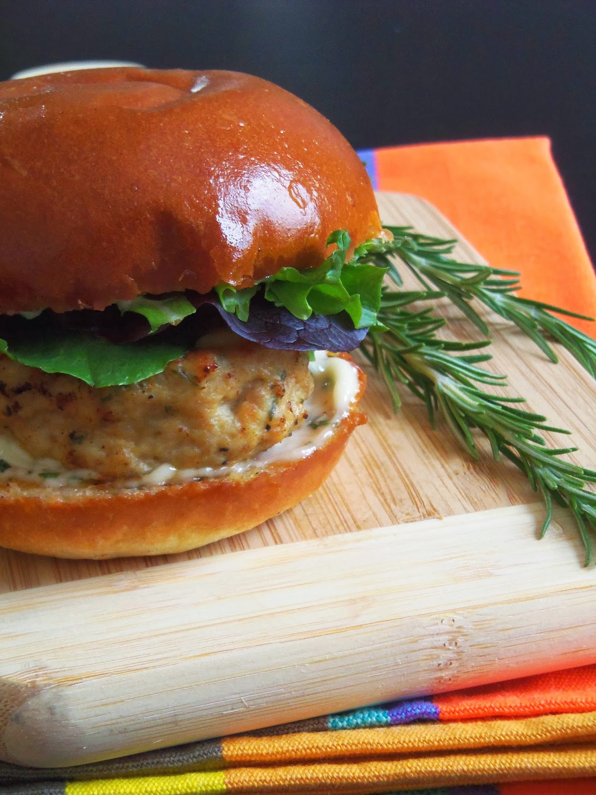 Simply Romanesco Chicken Burgers with GarlicRosemary Mayonnaise