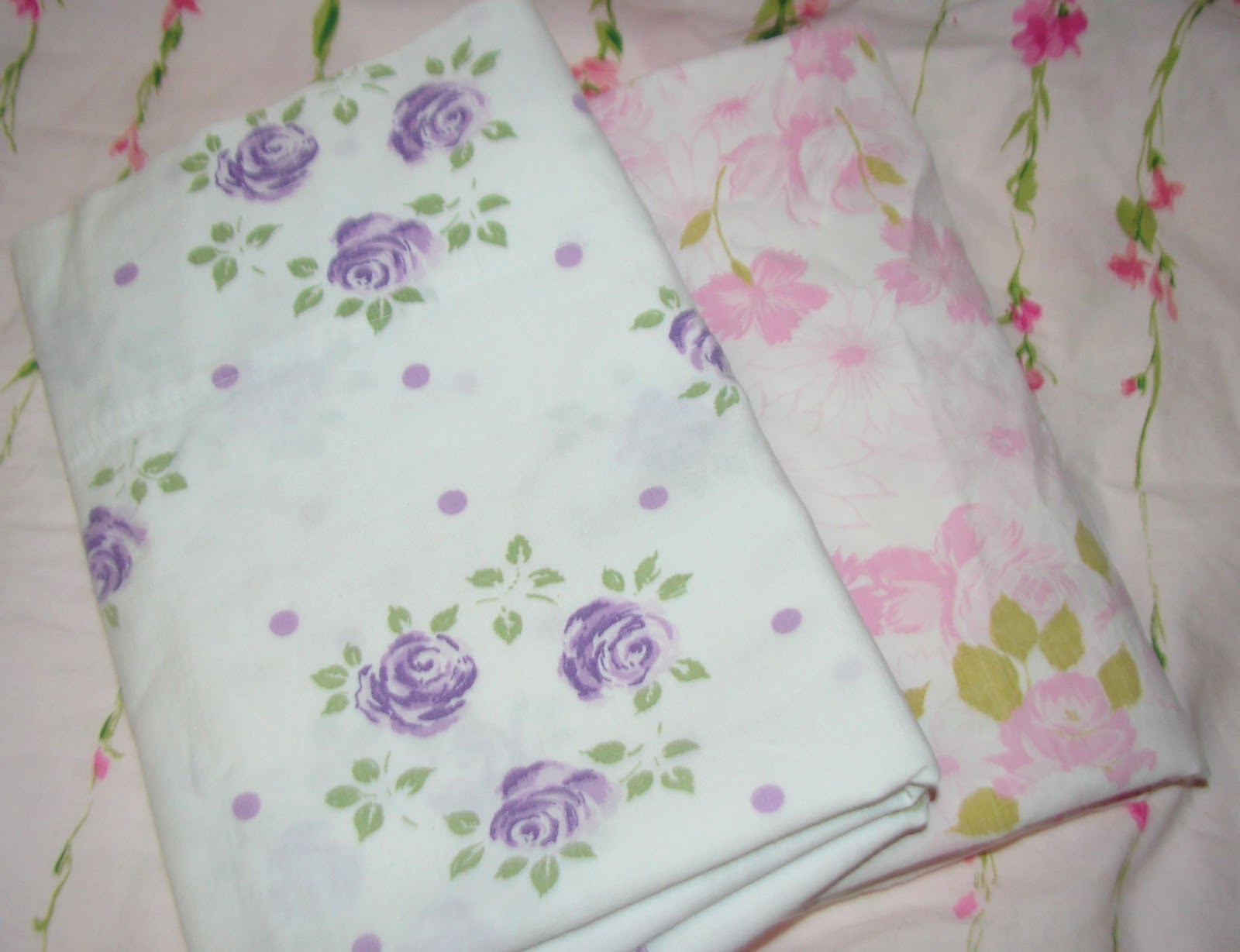 Farm Girl Pink.... Vintage pillowcases... floral....