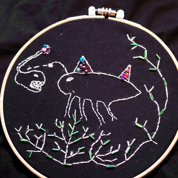 aliciasivert, alicia sivert, alicia sivertsson, inspirationskurs i fritt broderi, vildbroderi, undervattensdjur, kurs, inspiration, embroidery, needlework, stitch, workshop, levande verkstad