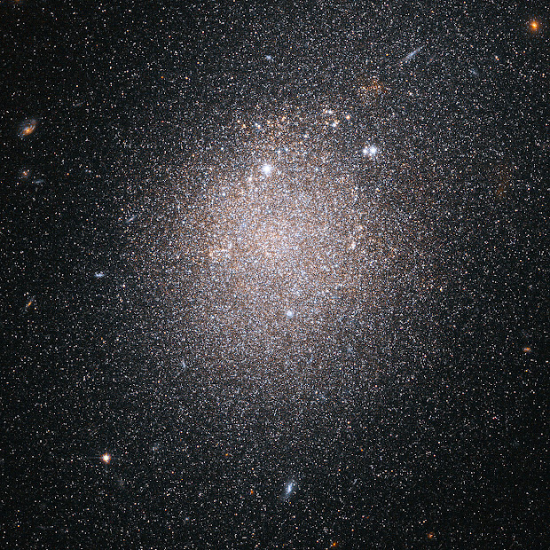 HST pic of Dwarf Galaxy NGC 4163 shows Starburst Activity