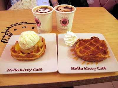 Waffles at Hello Kitty Cafe in Hongdae Seoul 