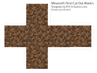 Minecraft dirt block papercraft template Minecraft dirt block papercraft cut out template