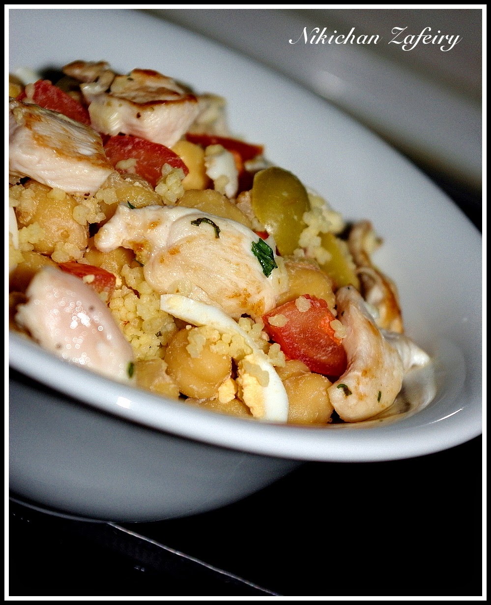 ENSALADA DE GARBANZOS Y POLLO SEMI TEMPLADA Recetas de una Gatita