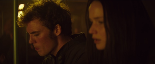Finnick and Katniss in the bunker of District 13 - Mockingjay Part 1 Finnick and Katniss in the bunker of District 13 - Mockingjay Part 1