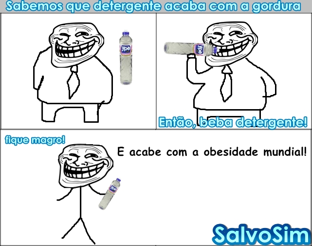 Como acabar com a obesidade mundial, apartir da Ciência do Troll, tirinha