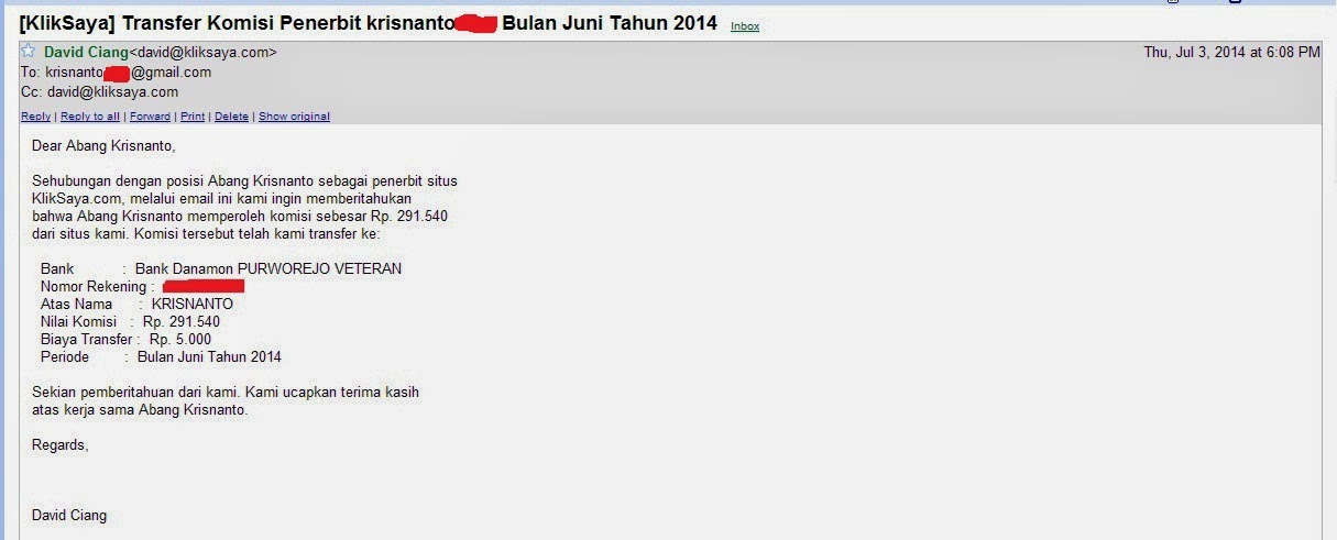 Email Komisi Kliksaya Email Komisi Kliksaya