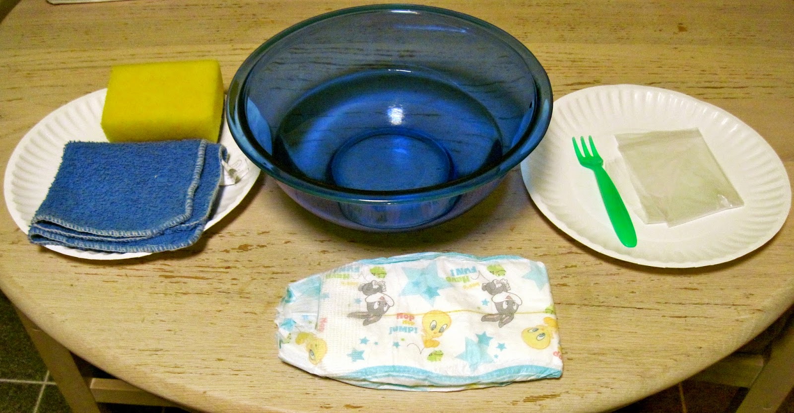 Glitter and Gluesticks Forever Dynamo Diapers! Absorbency Experiment