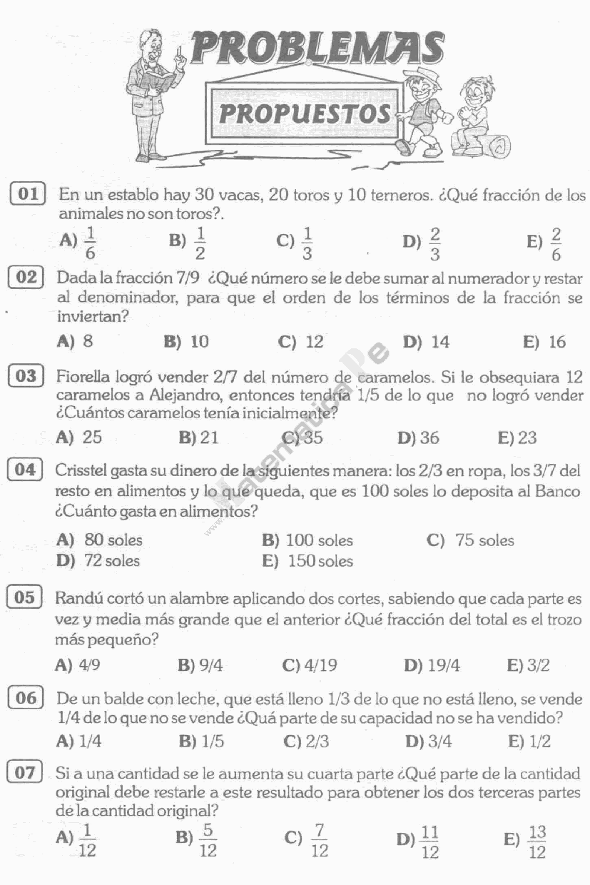 FRACCIONES PROBLEMAS RESUELTOS TIPO EXAMEN DE ADMISION A LA ... FRACCIONES PROBLEMAS RESUELTOS TIPO EXAMEN DE ADMISION A LA ...