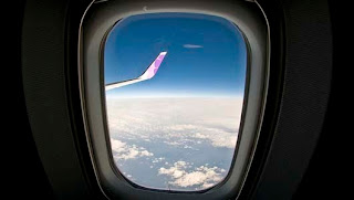 wing, plane, airplane, sky, clouds, window, inside