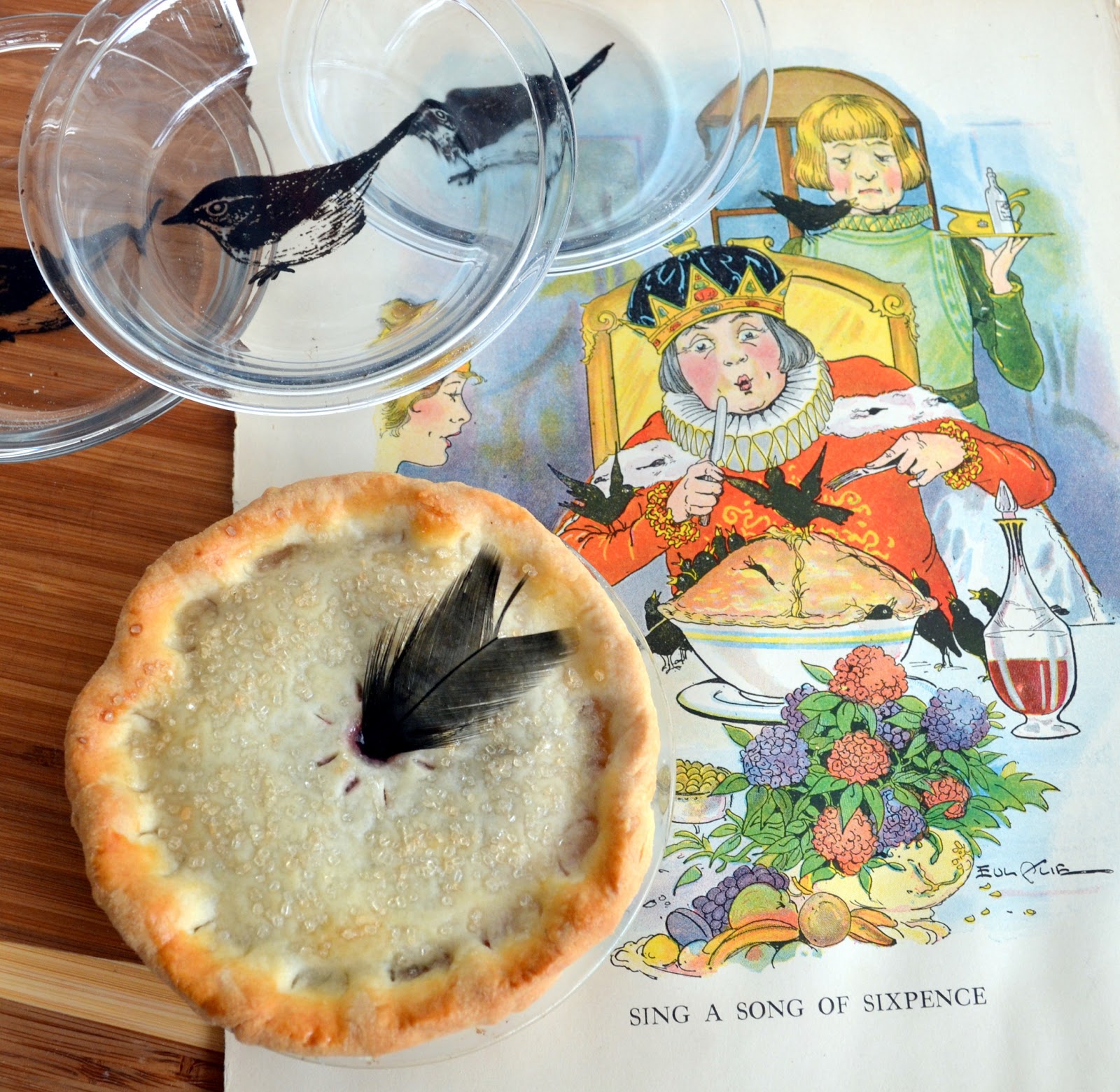 Sing a Song of Sixpence Painted Bird Pie Plate DIY Healthy Recipe