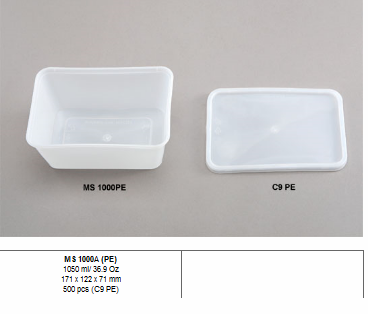 MS 1000A PE FOR FROZEN FOOD , PE RECTANGLE CONTAINER MS1000PE