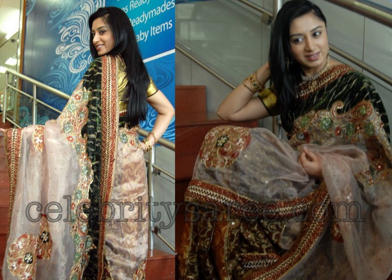 Model in Glass Tissue Designer Saree Saree Blouse Patterns