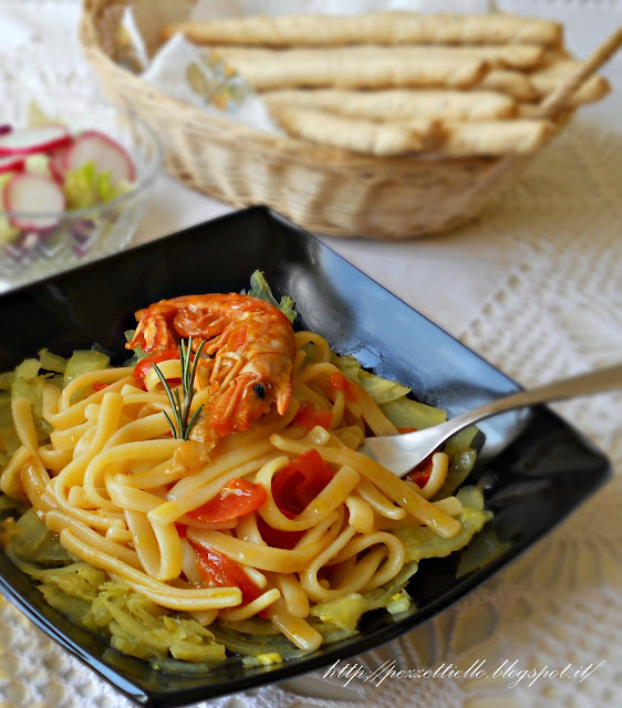 Scialatielli con gamberoni su julienne di finocchi