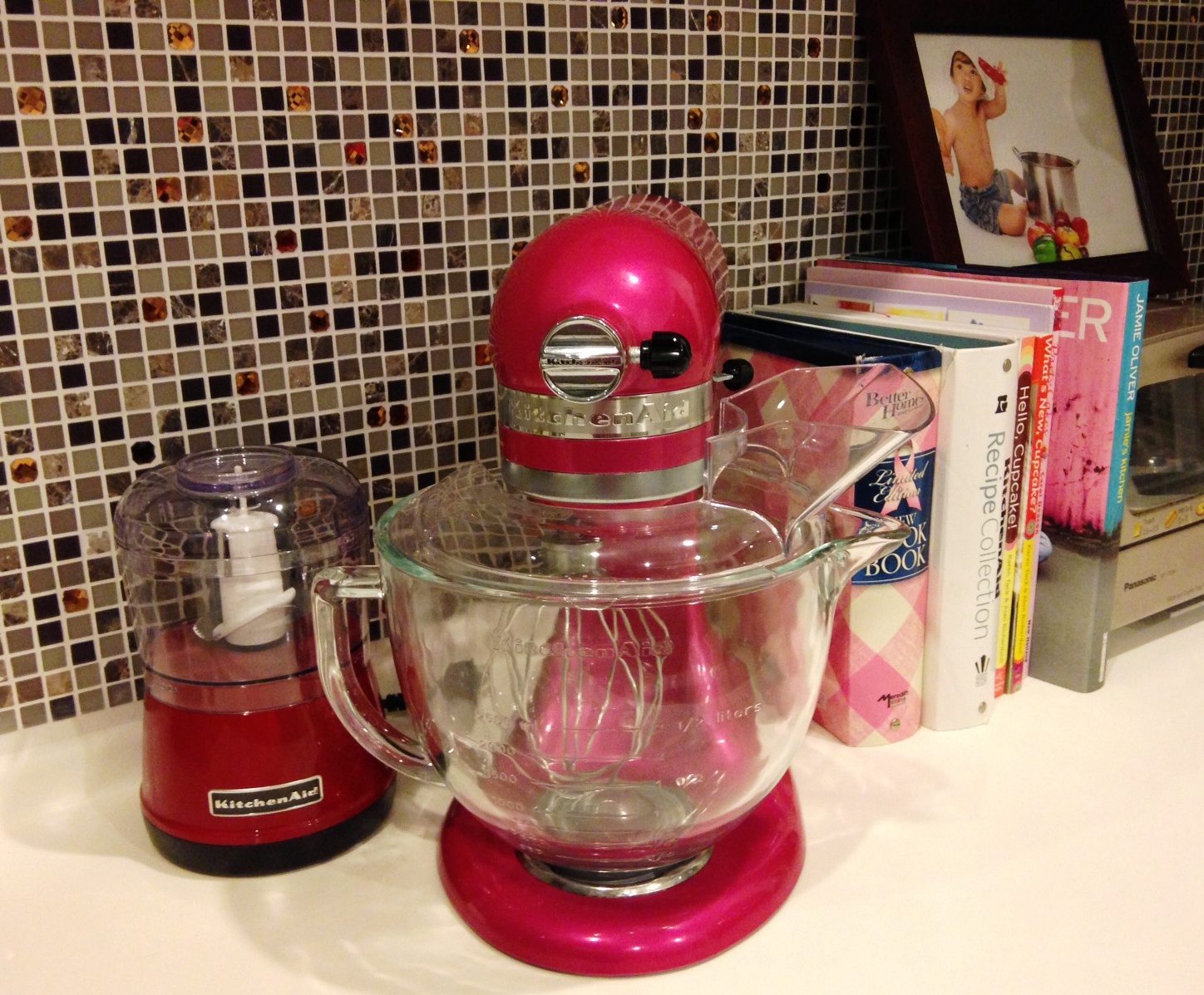 Lizzie as a Mummy KitchenAid Raspberry Ice Mixer