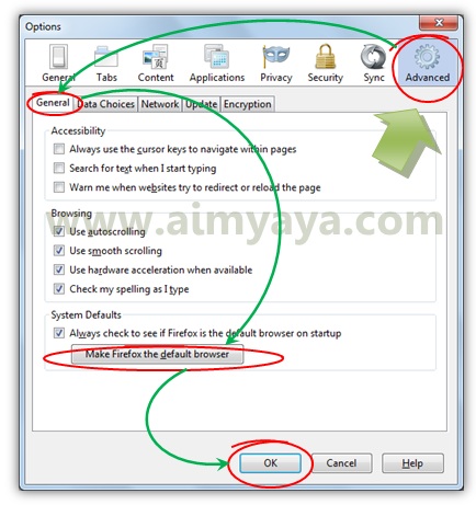 Membuat mozilla menjadi browser default di komputer/laptop Gambar: Membuat mozilla menjadi browser default di komputer/laptop