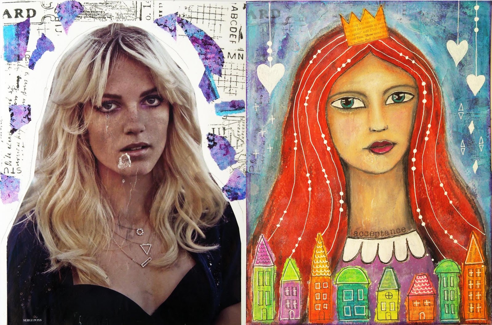 Inky Dinky Doodle More paint over collage!