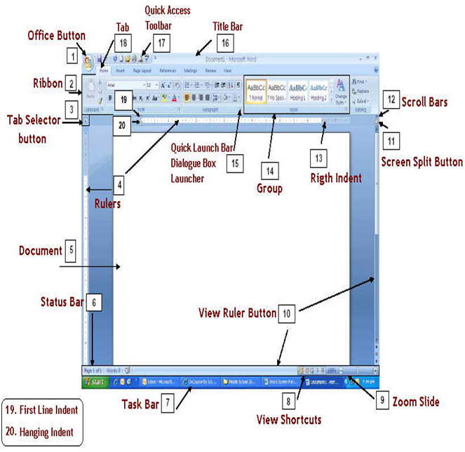 PARTS OF THE MICROSOFT WORD PARTS OF THE MICROSOFT WORD