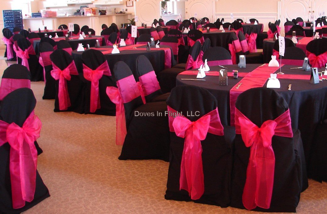 hot pink and black wedding dress