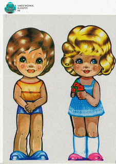 Бумажные куклы СССР брат сестра дети большие головы Аня Ваня