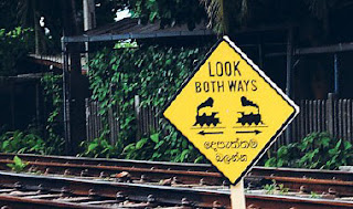 A caution board has been erected near the railway line where the two girls were killed A caution board has been erected near the railway line where the two girls were killed
