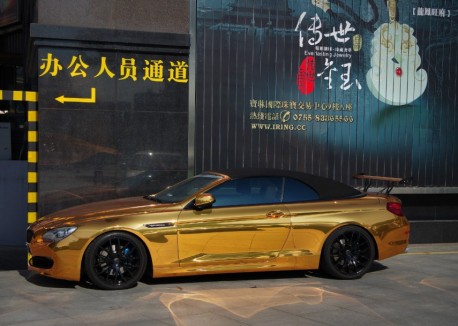 Gold Chrome Bmw 650i Convertible Has A Big Wing