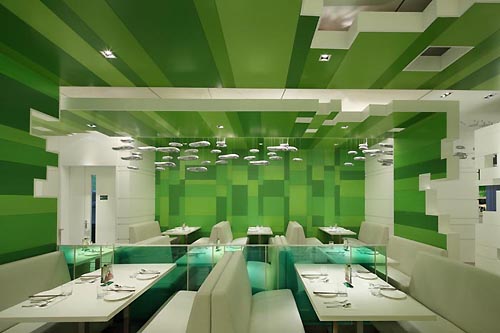 Wonderful Green Interior For Modern Restaurant Design Wonderful Green Interior For Modern Restaurant Design