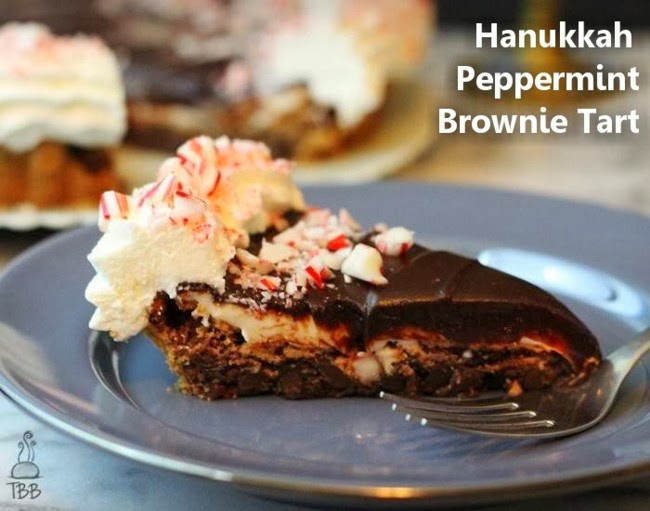 Hanukkah Peppermint Tart from True Blue Baking Hanukkah Peppermint Tart #dessert #pie #tart #peppermint #holiday