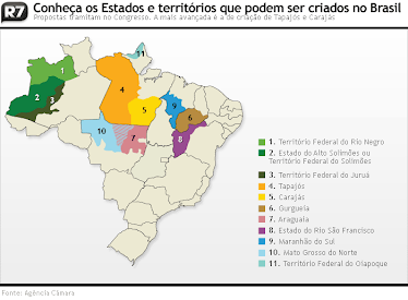 Estados e territórios que podem ser criados no Brasil