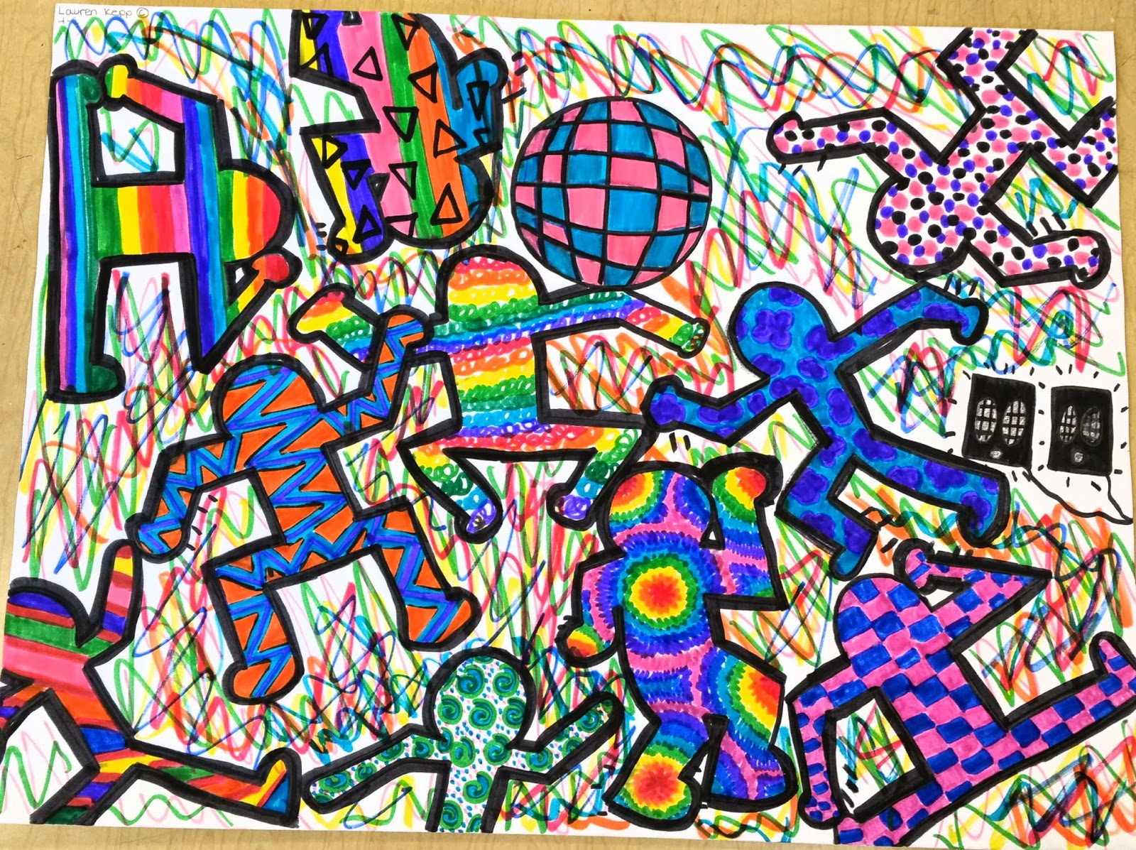 Line Design Art Activities : Paintbrush rocket th grade keith haring crazy art folders