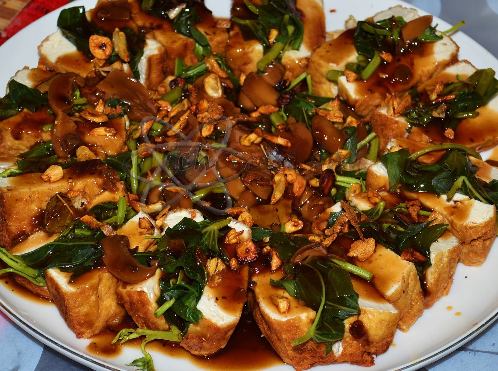 Kamote Taps Stuffed Tofu in AdoboMushroom Sauce