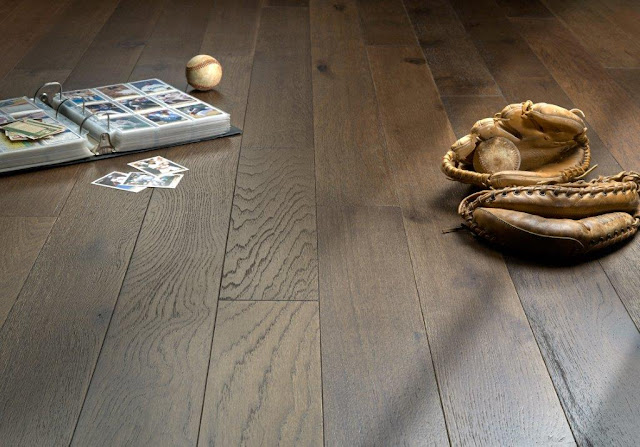 Dark hardwood floor adds a rustic feel to a room