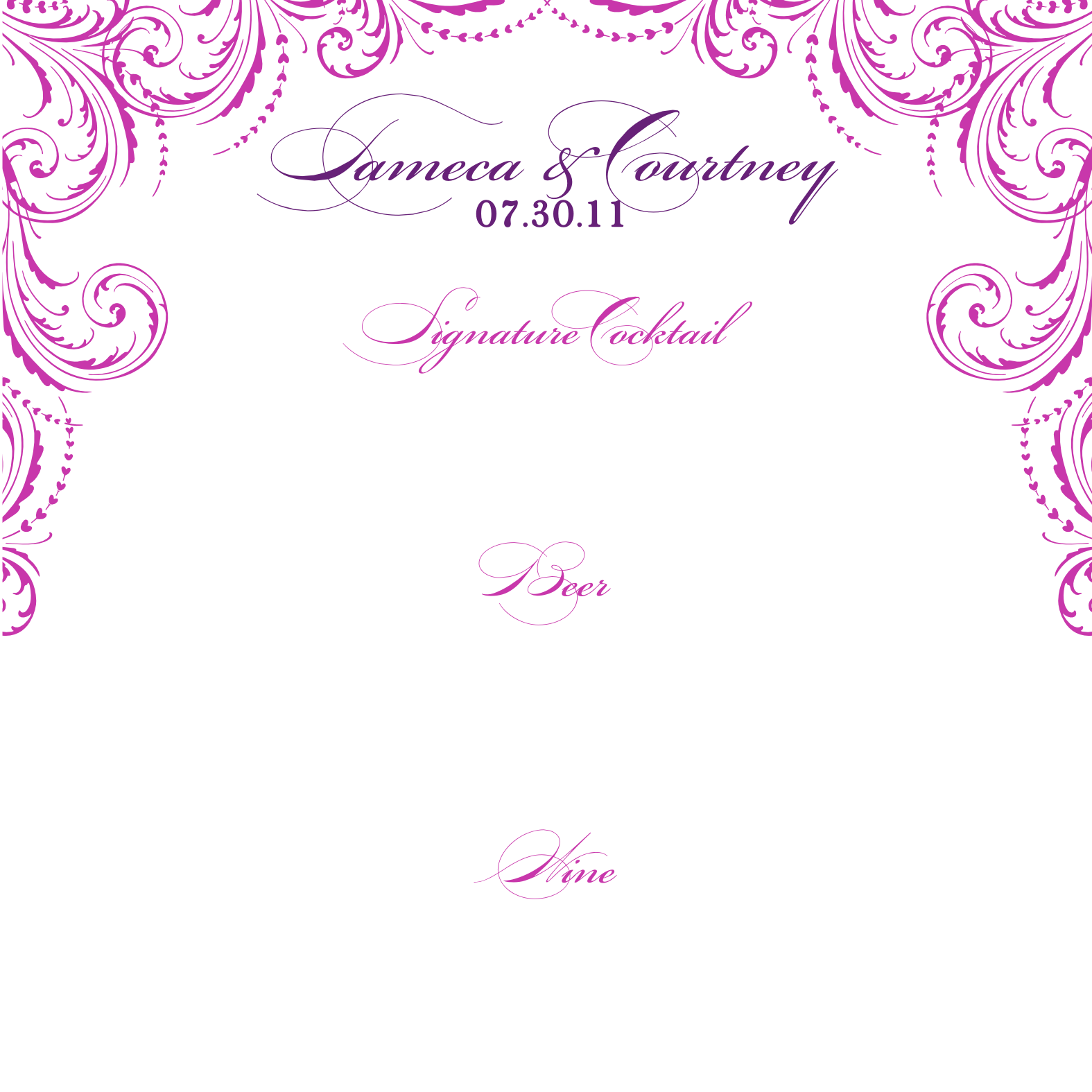 Wedding Drink Menu Template Free Wedding Drink Menu Template Free