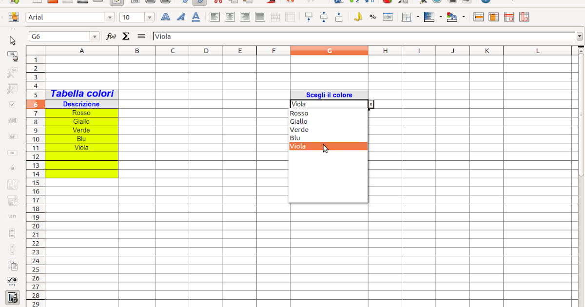 OpenOffice & LibreOffice Come creare una lista di valori da inserire