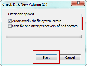 choose check disk options choose check disk options