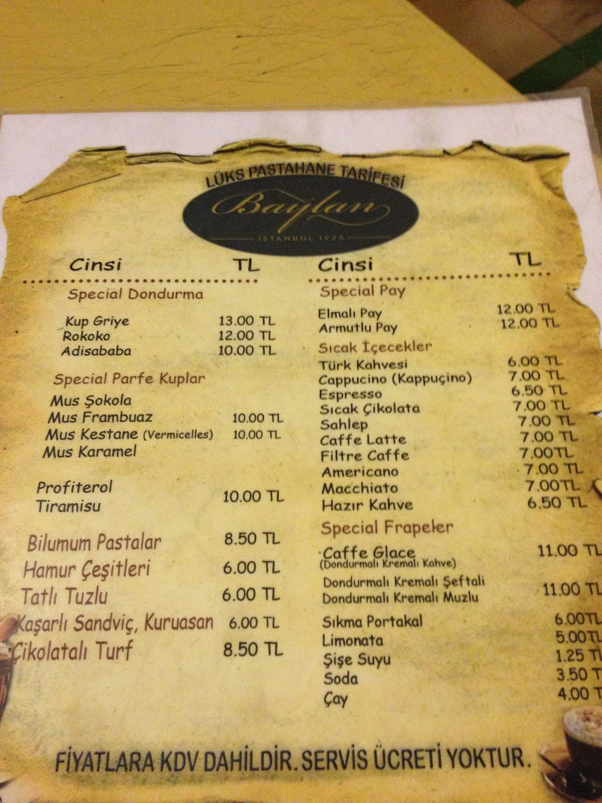 Yedim Geldim Baylan Pastanesi Kadıköy